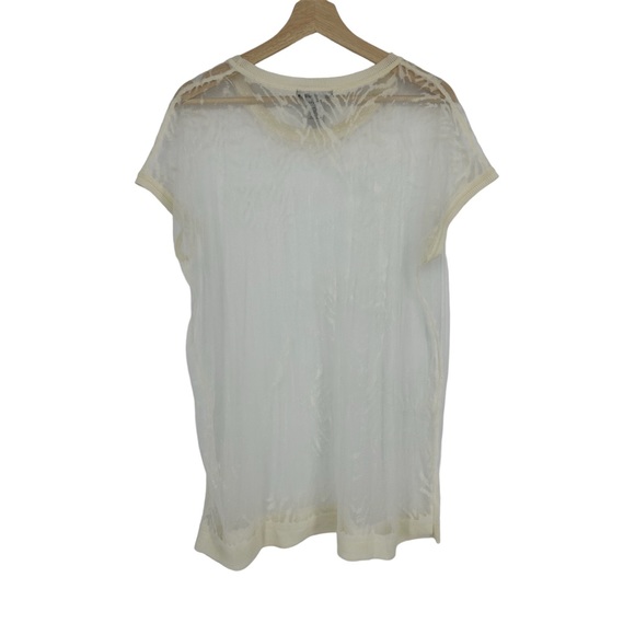 John Mark Cream Sheer Animal Print Cotton Blend Shirt - Picture 2 of 6